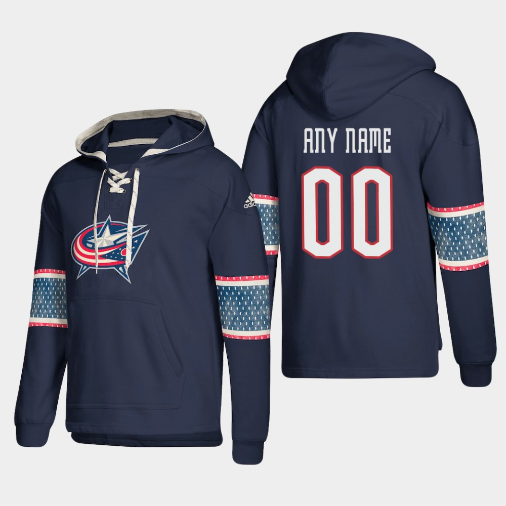 Men NHL Columbus Blue Jackets Custom Pullover Hoodie Blue jerseys